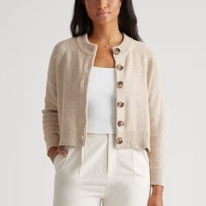 NWT QUINCE 100% Organic Cotton Cropped Cardigan
